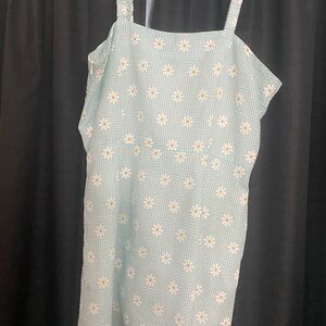 Pink Lily Blue and White Floral romper
